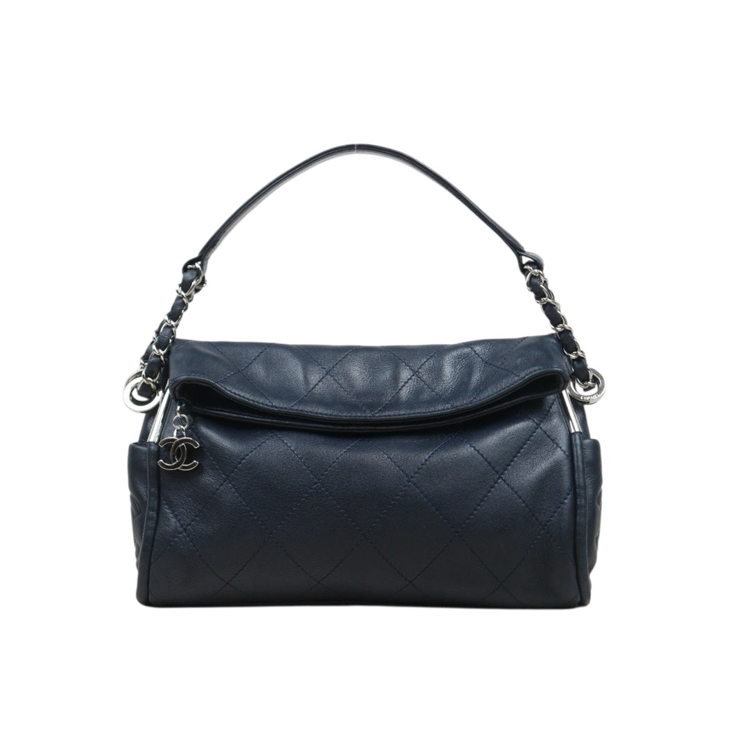 Good ( Rank AB)｜ CHANEL  Lambskin Matrasse Chain Hobo HandBag Dark Blue Made In 2008 - 2009Year｜A25101612