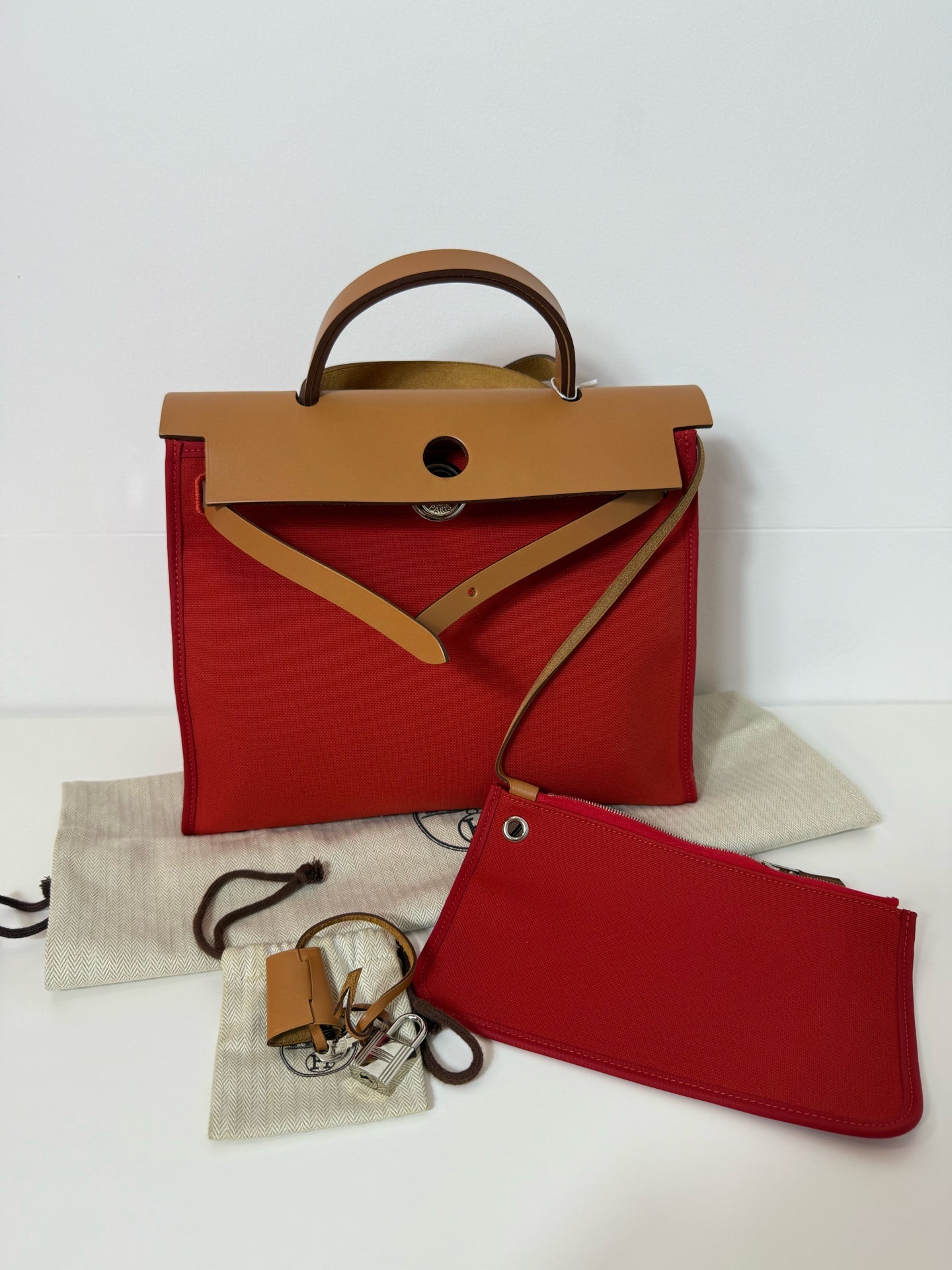 Hermes herbag 红色 31银扣 锁钥匙全 A刻 成色好 很新