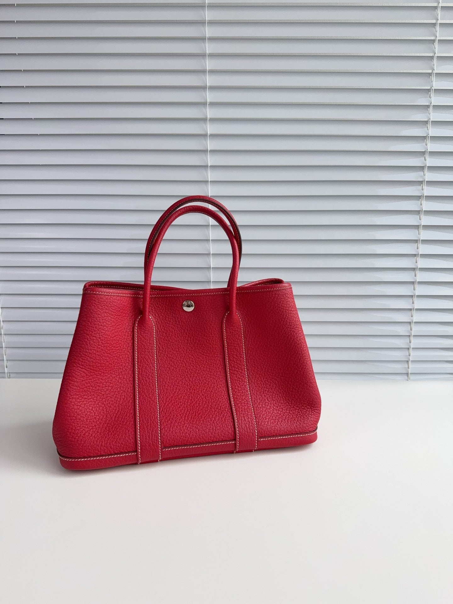 Hermes Garden party花园30红色银扣 框R刻 98新