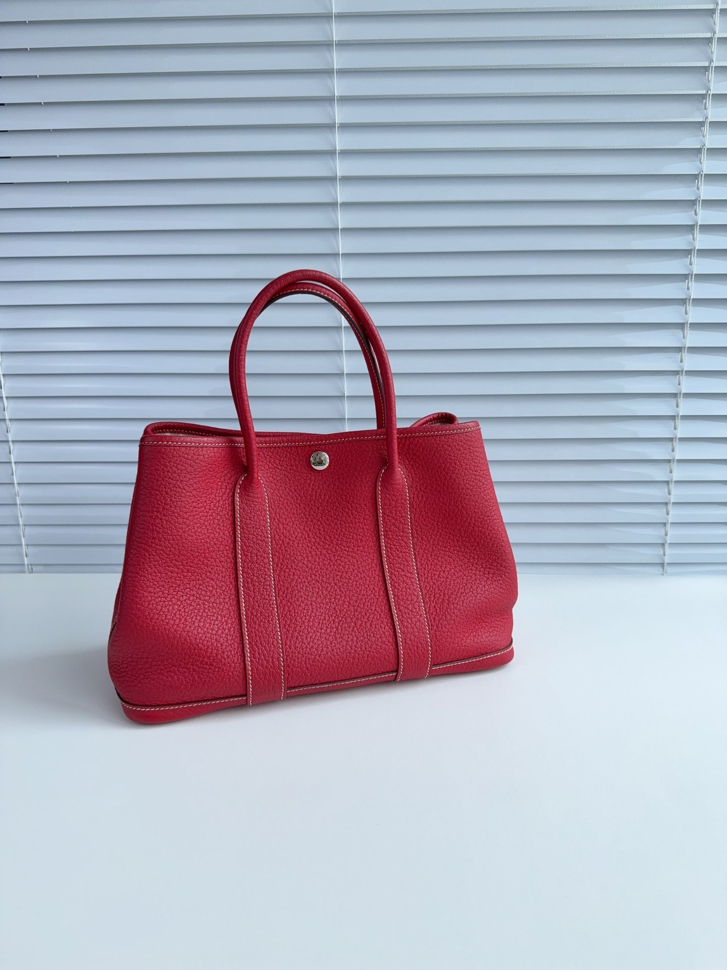 Hermes Garden party花园30红色银扣 框R刻 98新