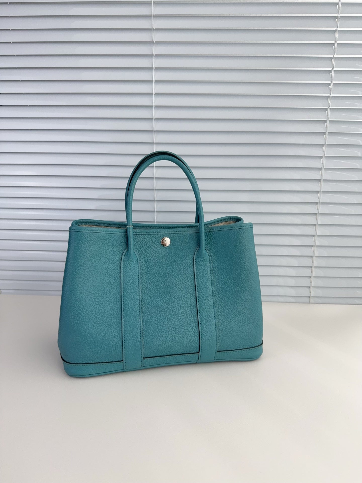 Hermes Garden Party 30 T刻 银扣全皮 圣尔西蓝