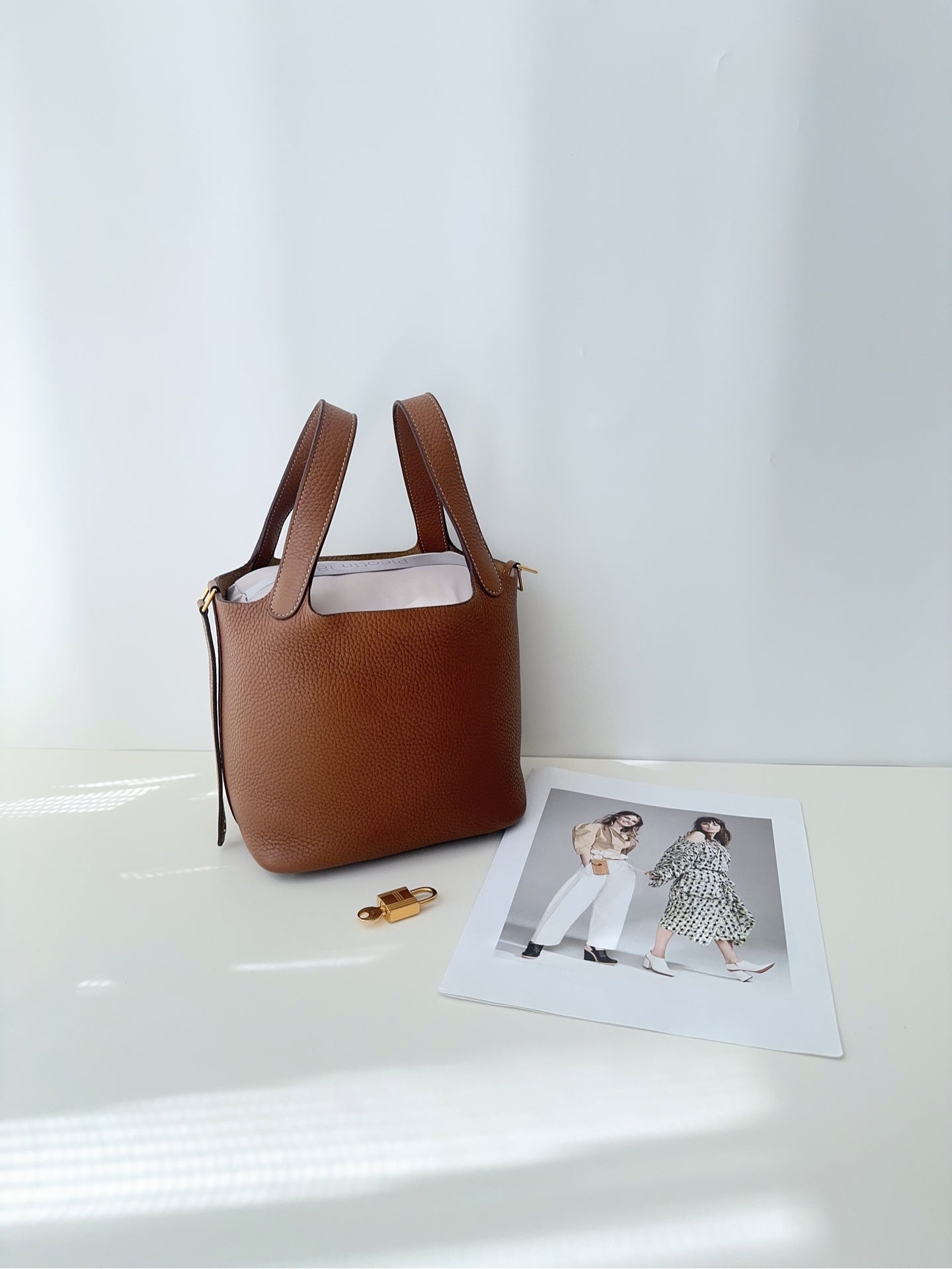 Hermes 菜篮子金棕18 c刻金扣