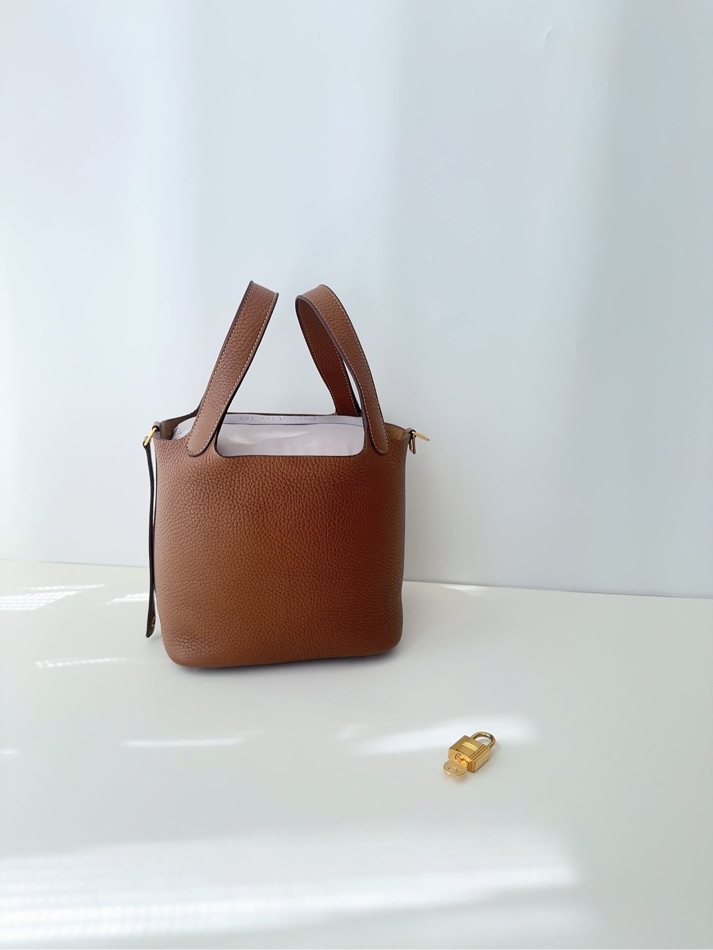 Hermes 菜篮子金棕18 c刻金扣