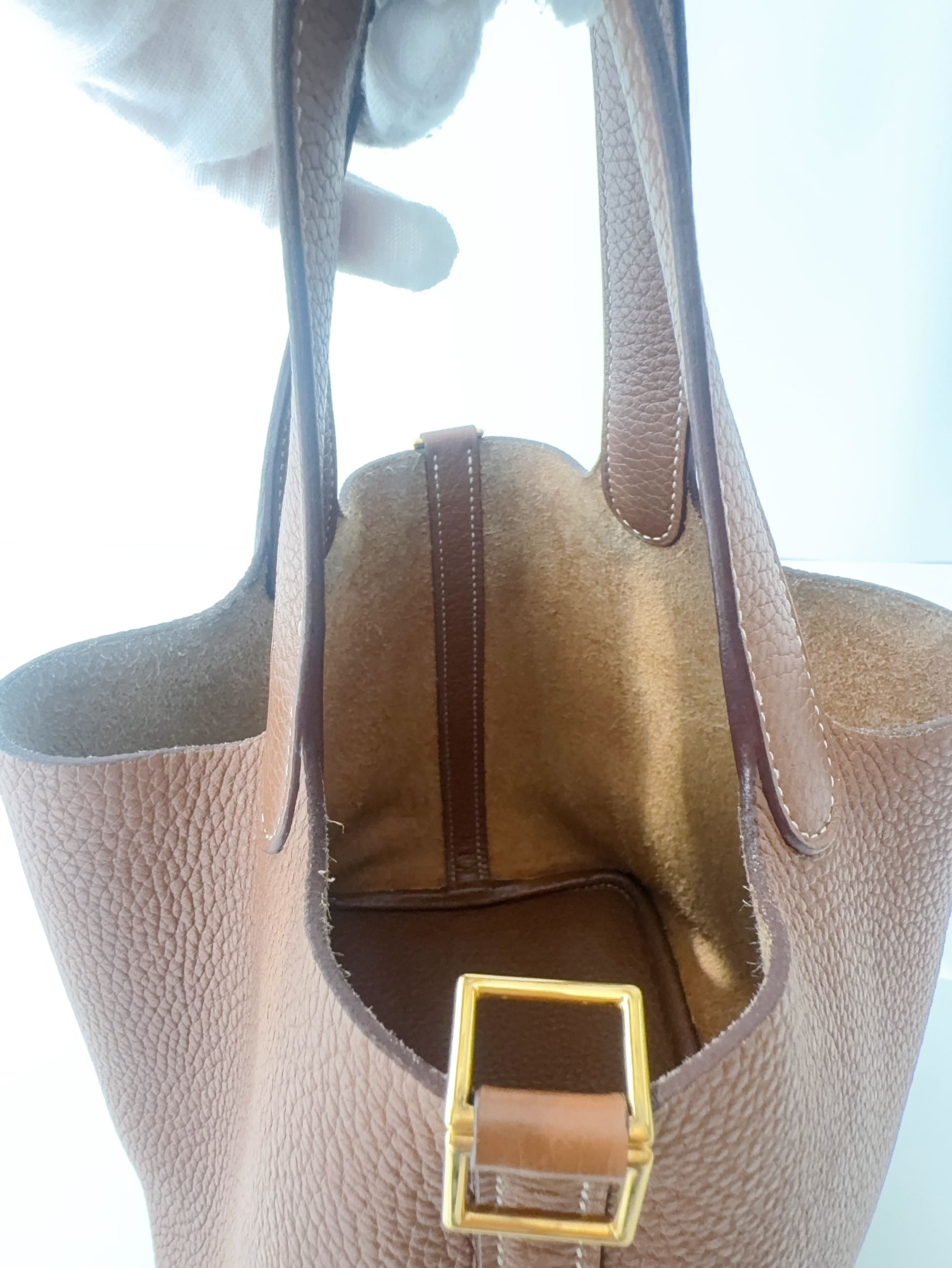 Hermes 菜篮子金棕18 c刻金扣