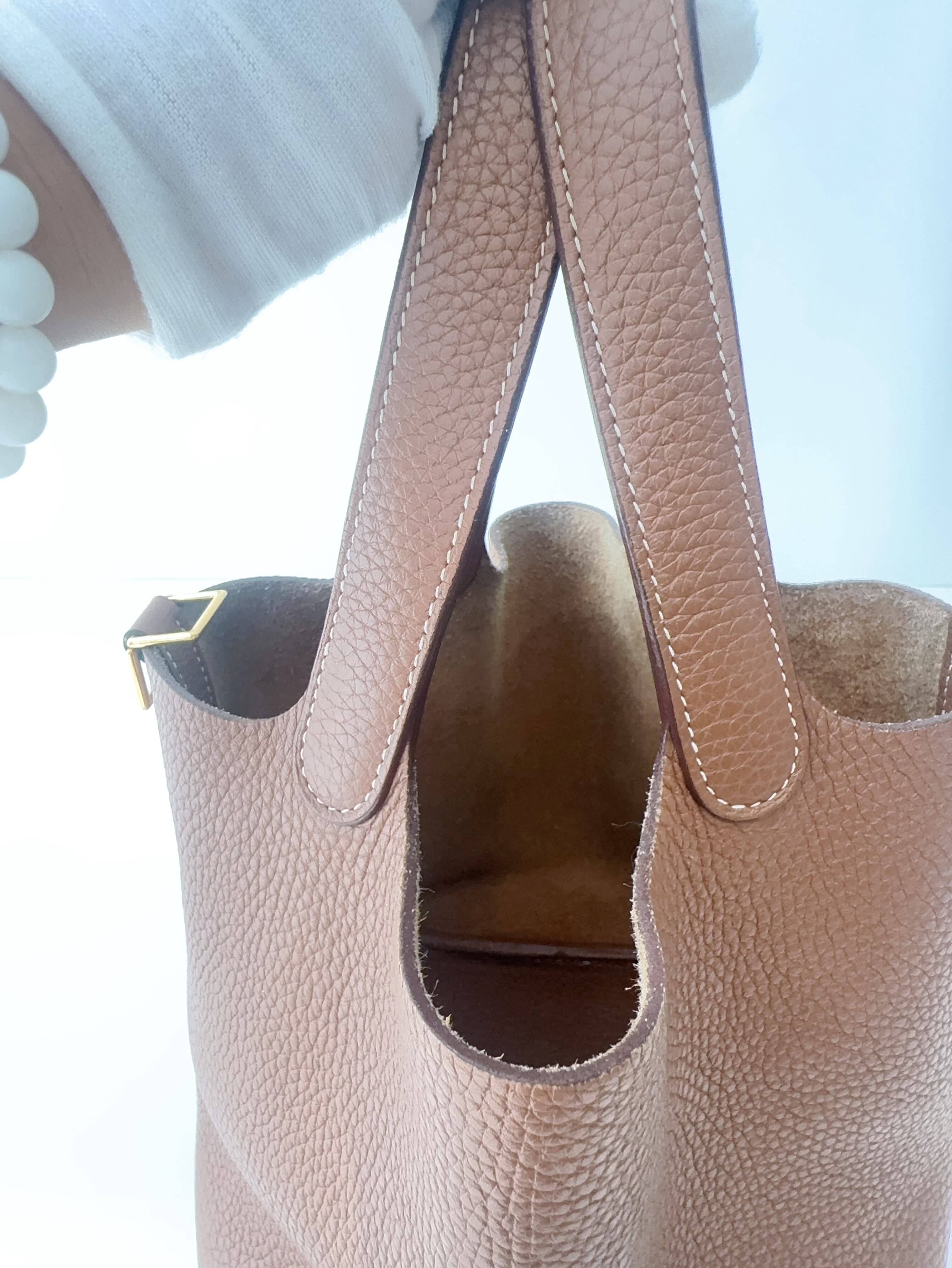 Hermes 菜篮子金棕18 c刻金扣