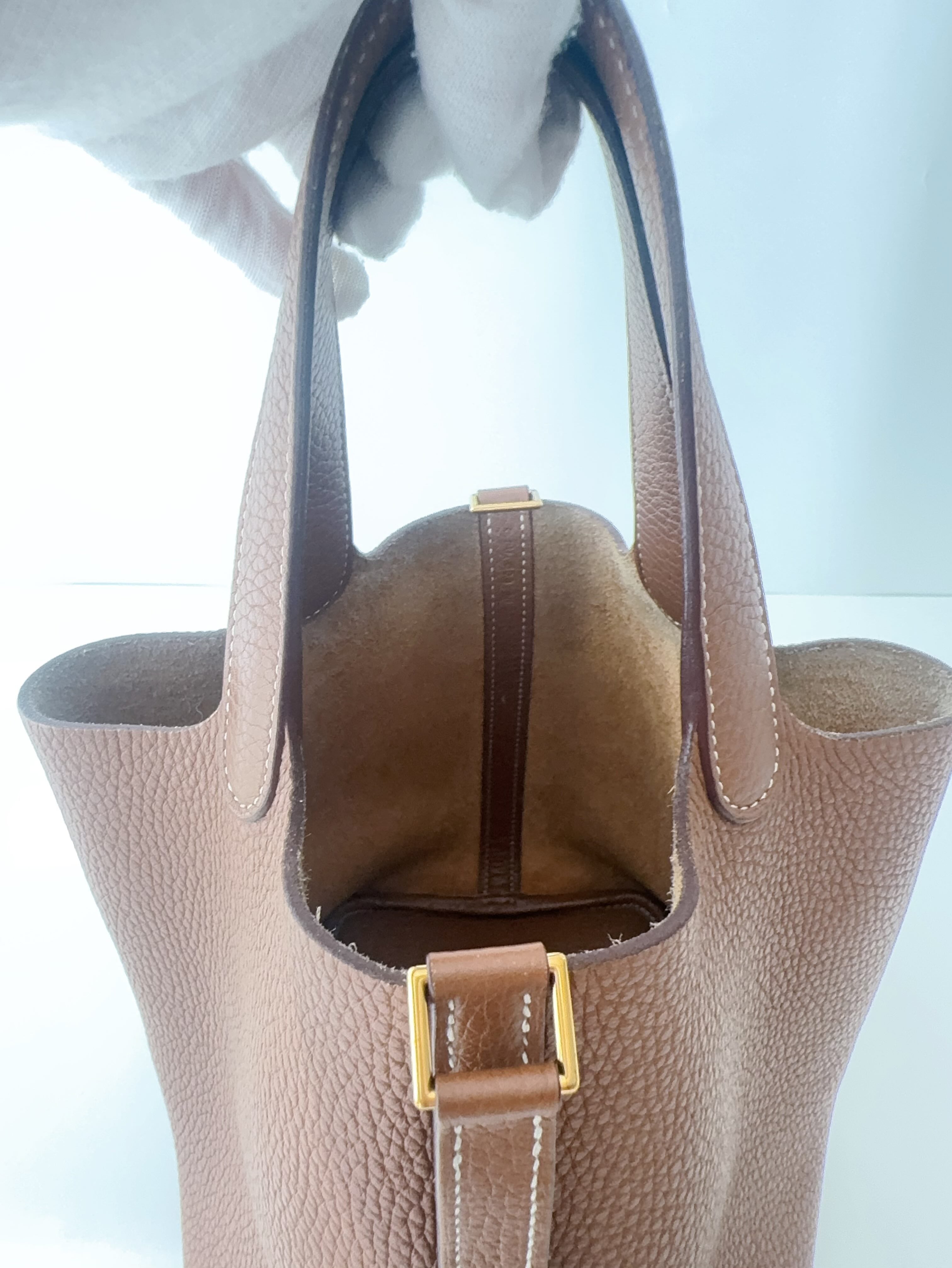 Hermes 菜篮子金棕18 c刻金扣