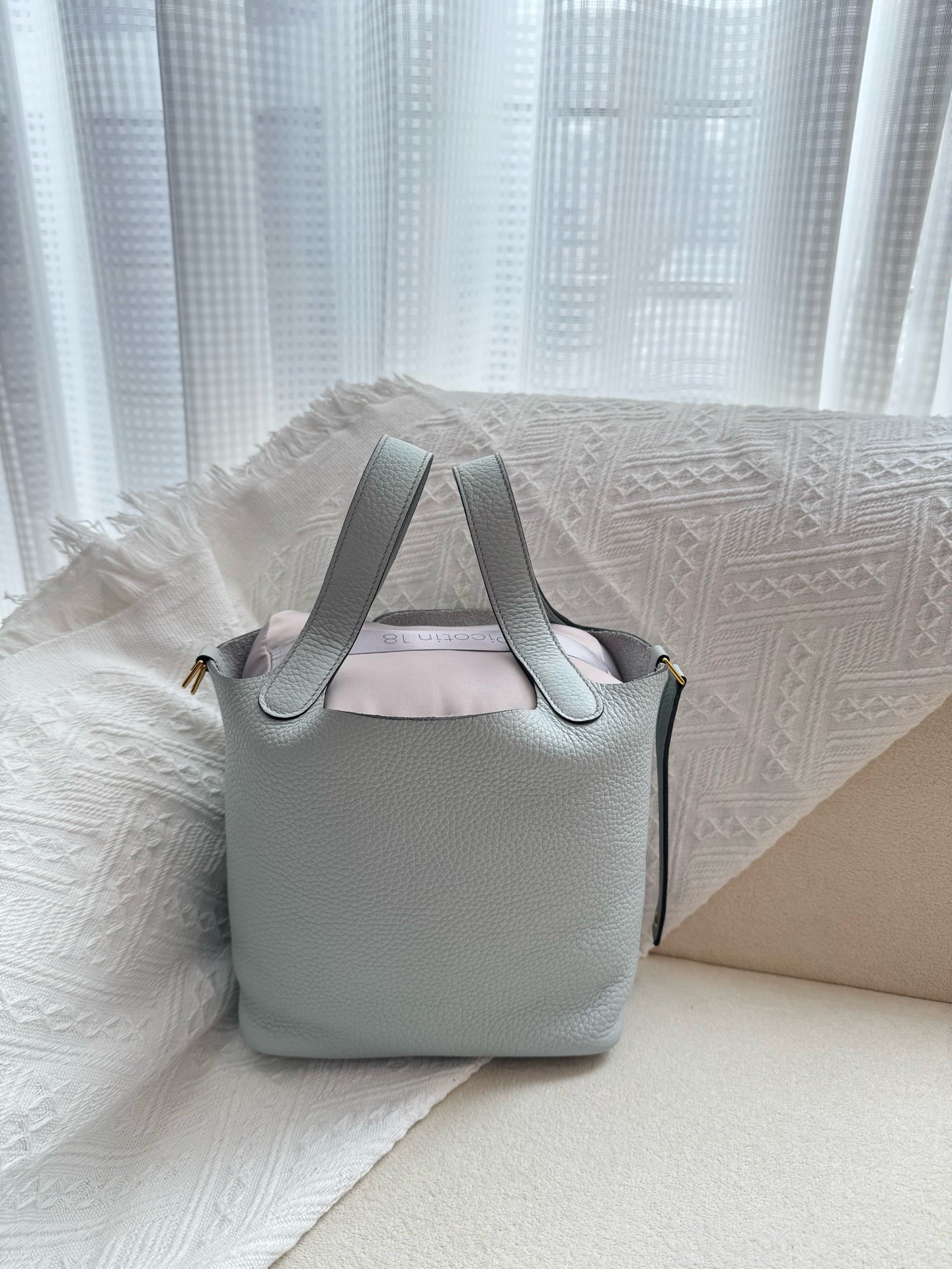 Hermes 菜篮子 圣杯蓝z刻18寸金扣