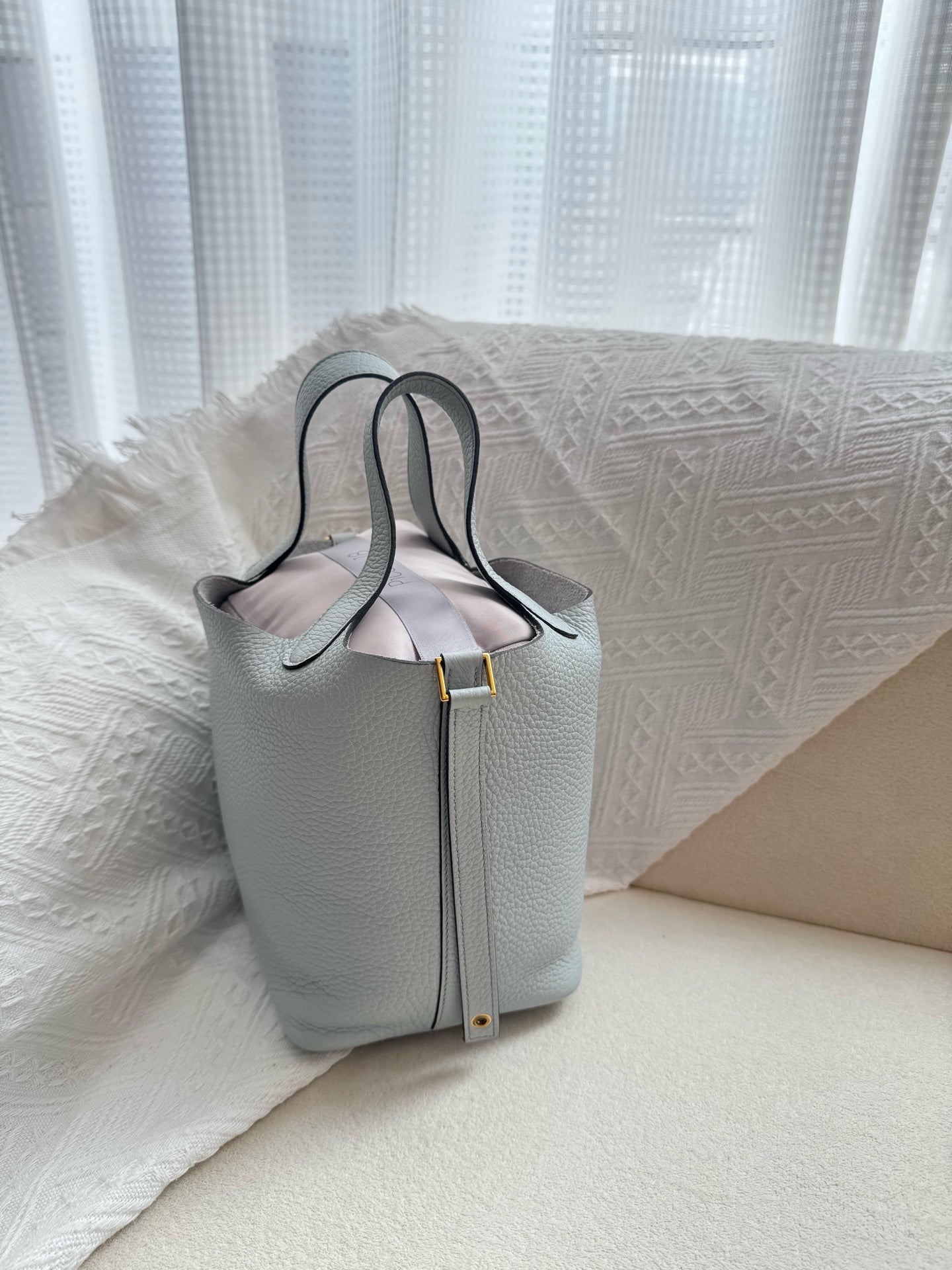 Hermes 菜篮子 圣杯蓝z刻18寸金扣