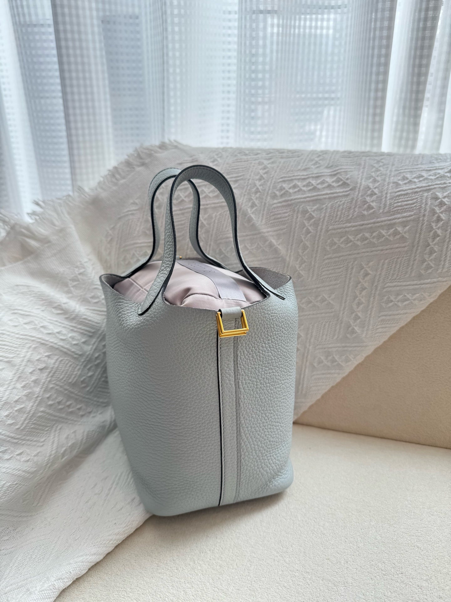 Hermes 菜篮子 圣杯蓝z刻18寸金扣