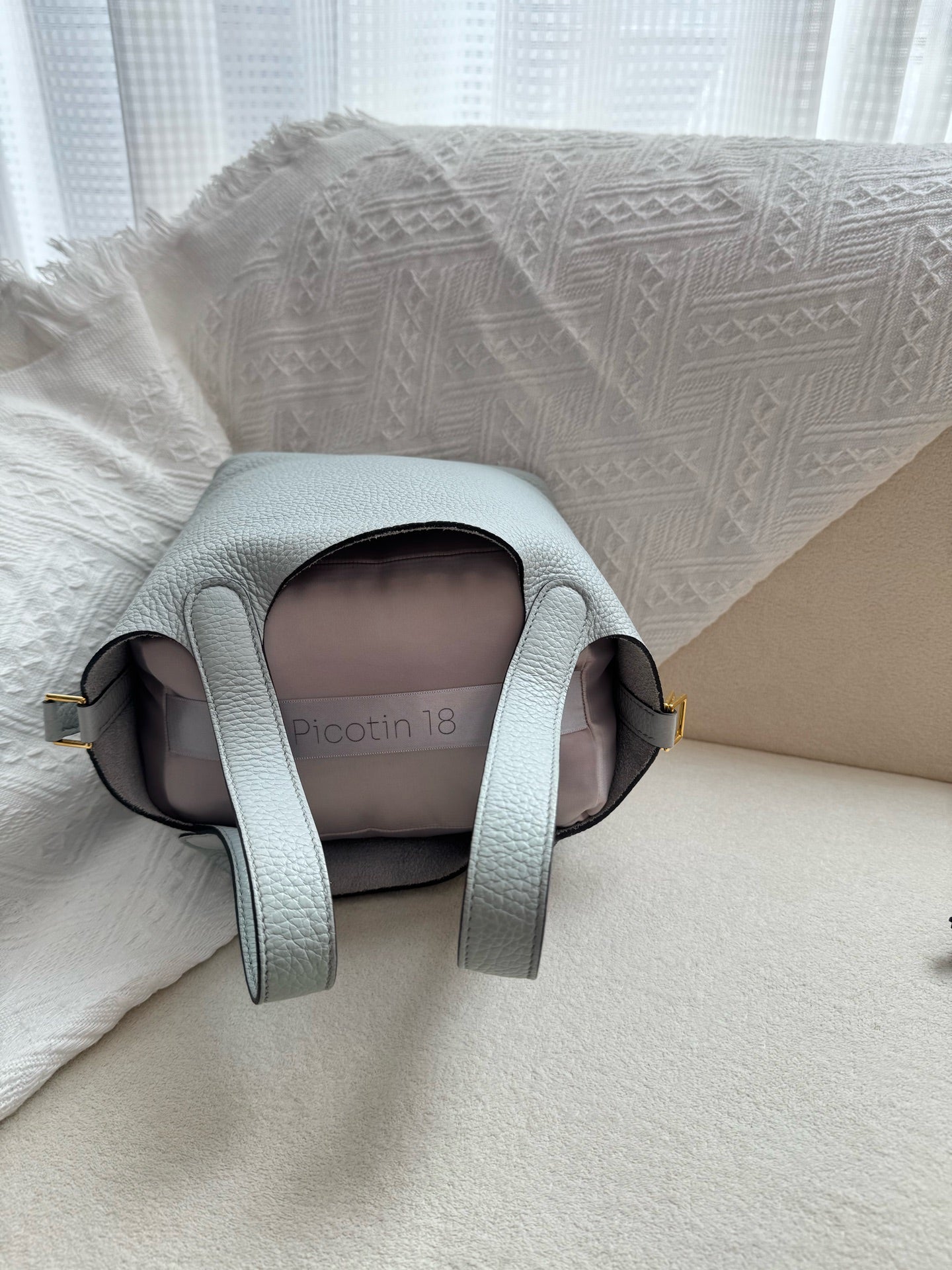 Hermes 菜篮子 圣杯蓝z刻18寸金扣