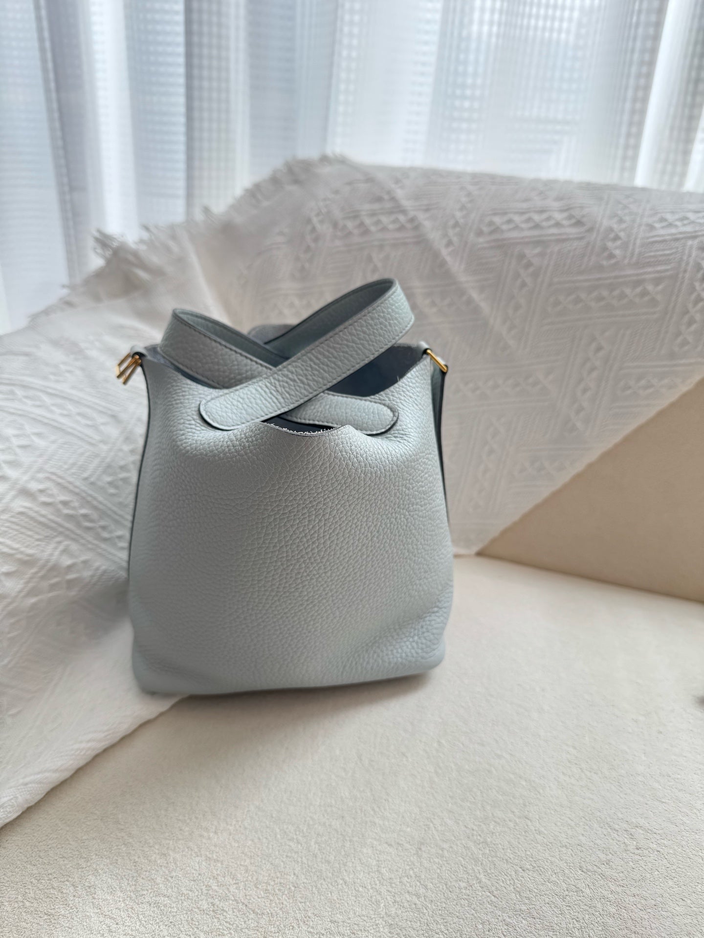 Hermes 菜篮子 圣杯蓝z刻18寸金扣