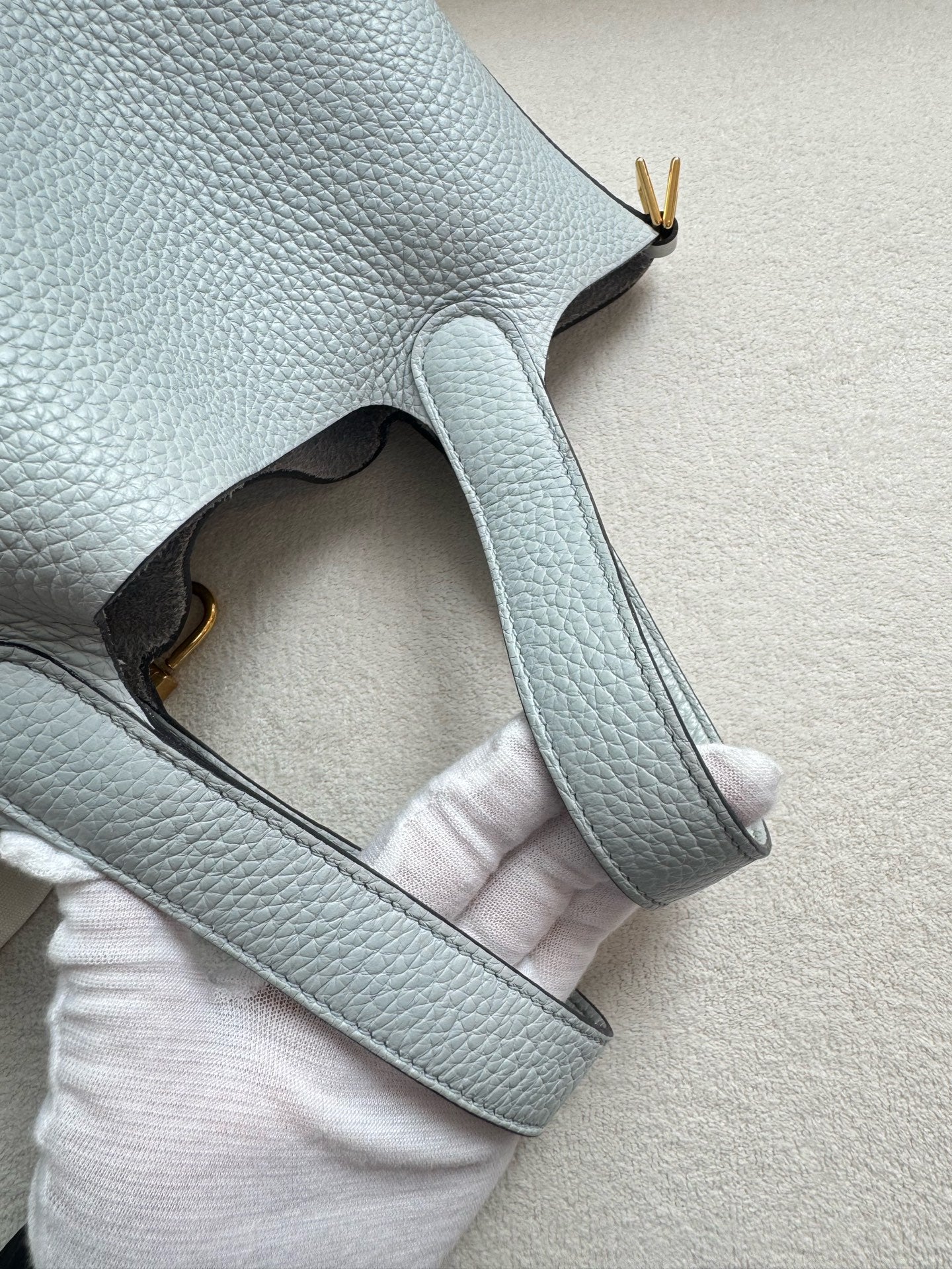 Hermes 菜篮子 圣杯蓝z刻18寸金扣