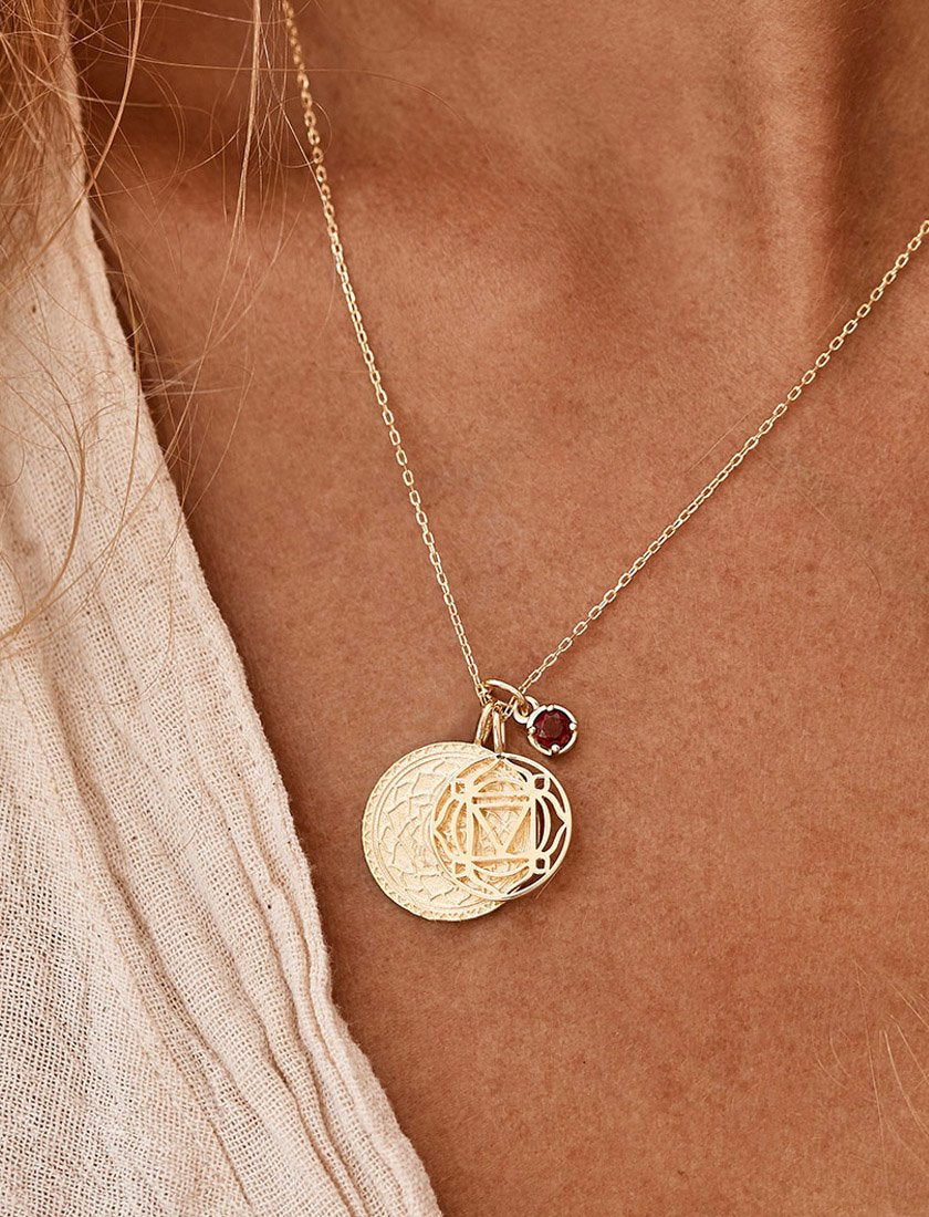 Solid Gold Small Round Necklace